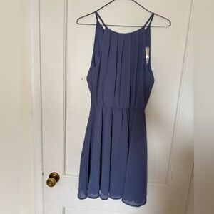 Francesca's Collections Navy Pleated Midi Dress